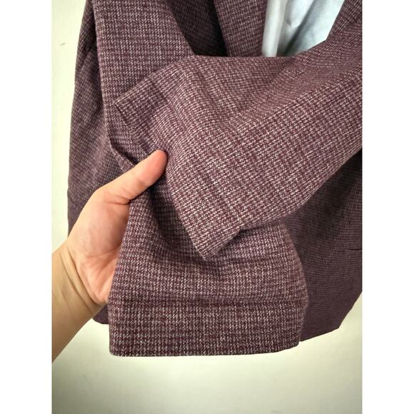 Aqua Purple Lined Twill Weave Open Front Collared Pocket Office/Work Blazer-XL - Picture 3 of 4